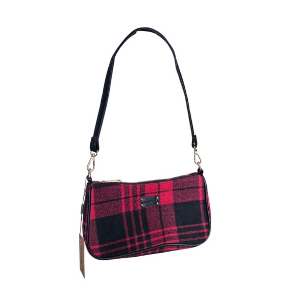 NWT BearPaw Red Plaid Tartan Flannel Leather‎ Purse Preppy PNW Style Small Bag